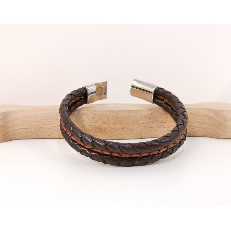 bracelet cuir maron Homme 3 bruns : vente directe du fabricant